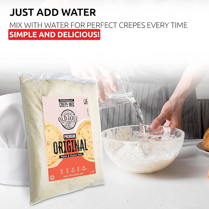 OldSoul Professional Crepe Mix | Original Dough Mix | Classic Flavour | 10 Lbs | 72 Crepes (10 Lbs, Gluten Free & Vegan)
