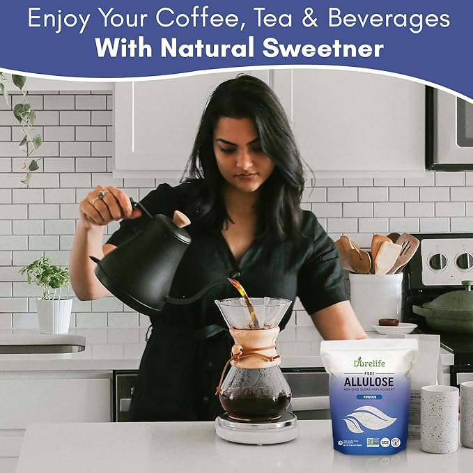 Durelife Allulose sweetener, 3 lb 100% Pure No Erythritol powdered Sugar Substitute, NON-GMO Project Verified, Keto Certified, OU kosher, No Fillers, Zero Calories sugar alternative 3 Lbs