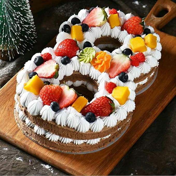 Ducodocu Silicone Number Cake Pan Large 3D Number Cake Mold Baking Forms Novel Cake Tins DIY Baking Mold for 2/20th Birthday Wedding Anniversary 10 inch Number of 1&8, 2 Pack