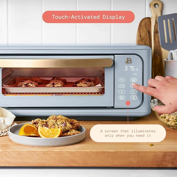 Beautiful Infrared Air Fryer Toaster Oven Kit – Special Edition Multi‑Function Countertop Oven with 10 Presets, Fast Heating & Accessories by Drew Barrymore (Blue)