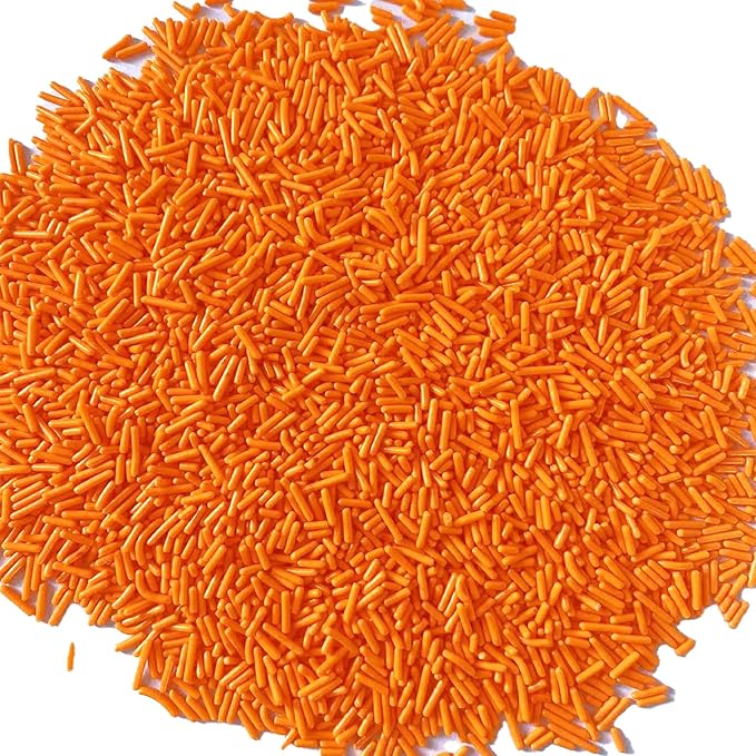 Sentovac Orange Soft Jimmies Sprinkles Edible for Cake Decorating Orange Sprinkles Sugar Candy Cookie Cupcake Topper Ice Cream Baking Decorations Wedding Halloween Christmas Supplies 3.35oz