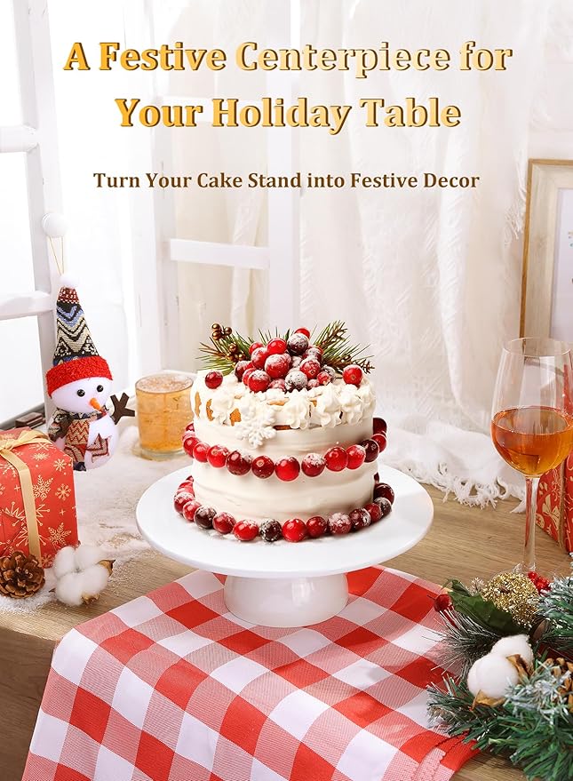 Yedio 10 inch Porcelain Cake Stand, Round Dessert Stand, Cupcake Stand for Birthday Parties, Weddings, Baby Shower and Other Events, White