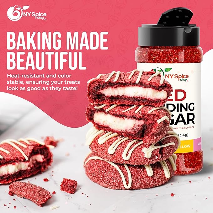 NY Spice Shop Christmas Red Sanding Sugar - 3 Ounce Edible Holiday Sprinkles for Cake Decorating, Cupcakes and Cookies - Festive Baking Decorations for Christmas Desserts, Candy Dishes and Gift Treats