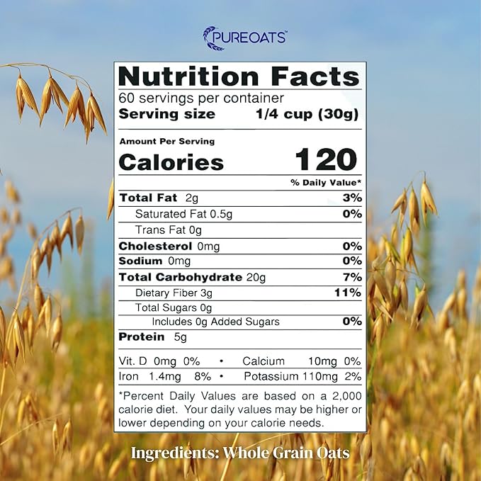 PureOats Gluten Free Oat Flour (4Lb Bag) 100% Whole Grain, Vegan, Allergen Free for Healthy breakfast and more