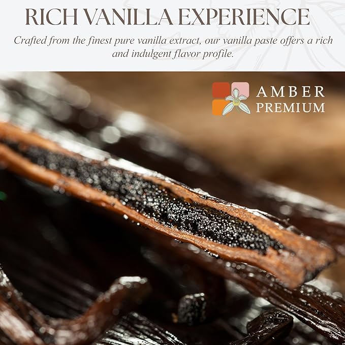 Amber Premium Pure Vanilla Bean Paste 1kg / 27 fl oz (US) - Made with Authentic Madagascar Vanilla Extract - Vegan, Kosher, Chef Recommended for Baking, Desserts, and Pastries