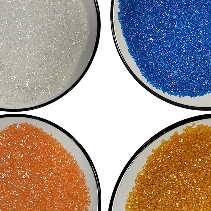 EPHVODI Sanding Sugar Edible Orange Blue Gold and White Sprinkles Coarse Sugar Crystals for Cake Decorating, Cupcakes Toppers, Baking Cookies Decorations, Ice Cream Toppings