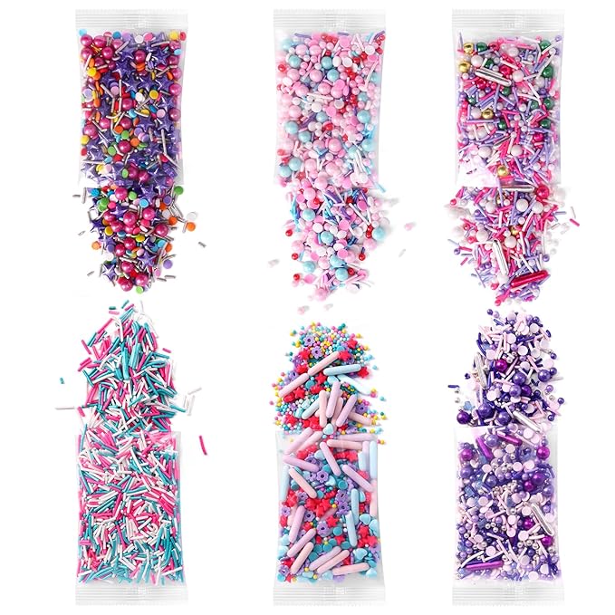 Sprinkles For Cake Decorating, Cupcake, Cookies, Ice Cream Topper, 6 Packs Purple Sprinkles, Pink of Assorted Sprinkles for Cake Baking, Perfect For Birthdays, Wedding