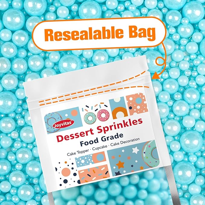 Blue Pearl Sprinkles for Cake Decorating, Edible Baking Candy, 150g/5.29oz Mix Size, Cake Topper Decorations, Cupcake, Foodgrade for Kid's Birthday Christmas Party