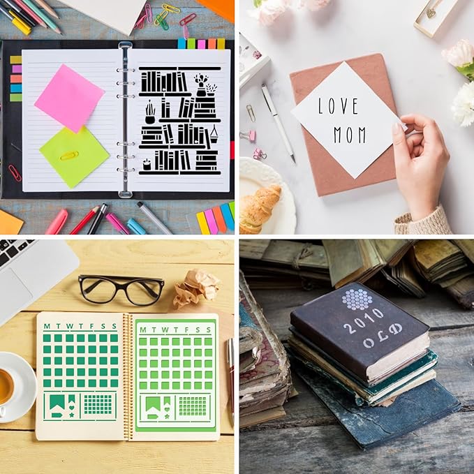 20pc Letter Stencil Template - Reusable Lettering Stencils for Painting, Wood, Plastic, Numbers - Alphabet Stencils for Notebook, Diary, Scrapbook Decorations