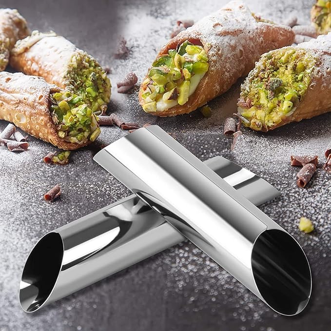 6 Pack Cannoli Tubes,Stainless Steel Cannoli Baking Mold,Forms Cream Roll Horn Mold for Danish Pastry,Cake,Croissant Shell
