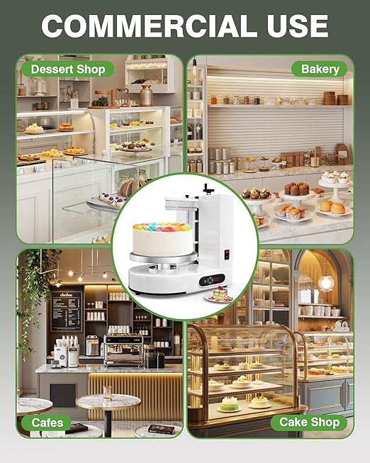 PYY Cake Decorating Machine - 4-12 Inch Automatic Cake Cream Spreading Machine for Cake Smoothing Machine, Electric Cake Turntable 60-320 RPM with Graduated Scrapers Maquina Para Decorar Pasteles