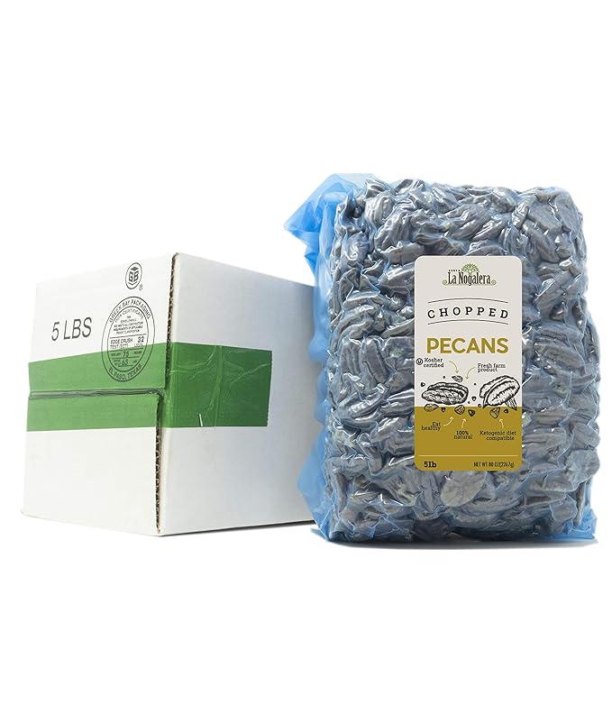 La Nogalera - 100% Natural and Fresh Crop of Chopped Pecans in 5 lbs Vacuum Sealed Bag. Raw Pecan nut Pieces That Compare to Organic, Non-GMO, No Preservatives, Unpasteurized, Kosher Certified