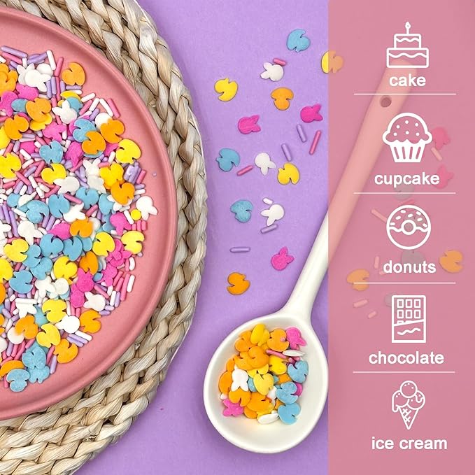 Easter Sprinkles for Cake Decorating, 8Oz Rainbow Jimmies Pearl Bunny Confetti Pastel Sprinkles for Cookie Baking Ice Cream Cupcake Decorations