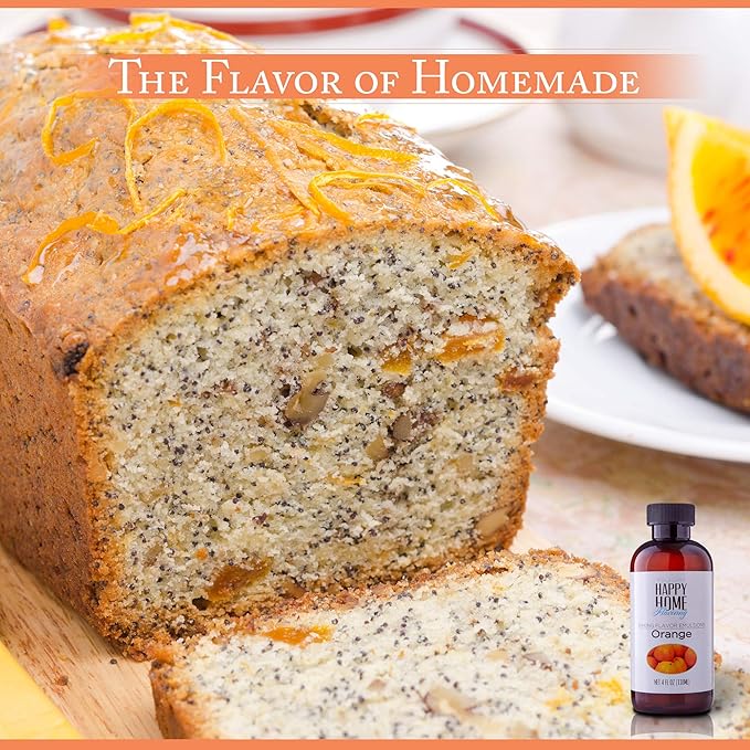 Happy Home Flavoring Natural Orange Baking Flavor Emulsion - Certified Kosher, 4 oz.