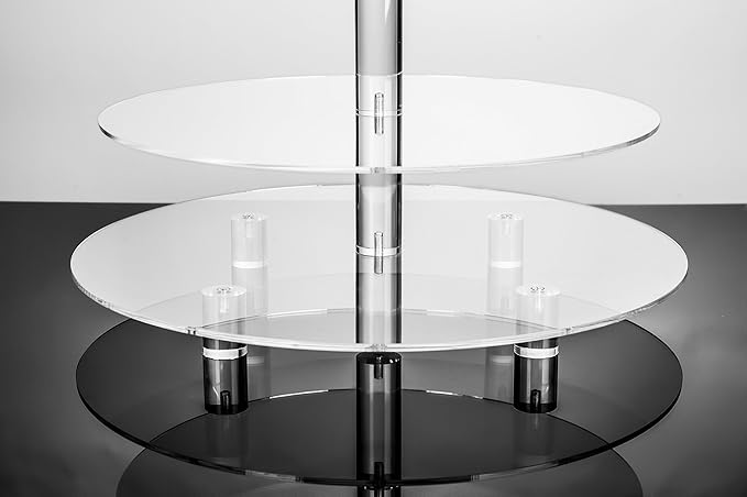 Jusalpha Large 7 Tier Acrylic Round Wedding Cake Stand Dessert Stand Pastry Serving Platter-Food Display Stand For Large Event (With Rod Feet Base) (7RF)