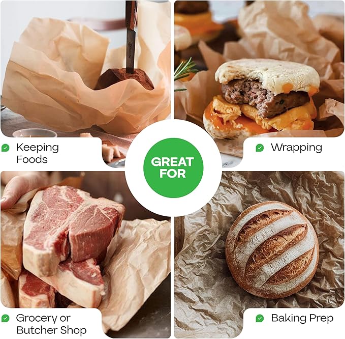 Brown Wet Wax Paper Roll 24" x 100' - USA-Made Moisture-Repellent Cooking Paper for Packing, Storing & Freezing - Heavy-Duty Food-Safe Wrapping Material for Meat, Cheese & Baked Goods by IDL Packaging