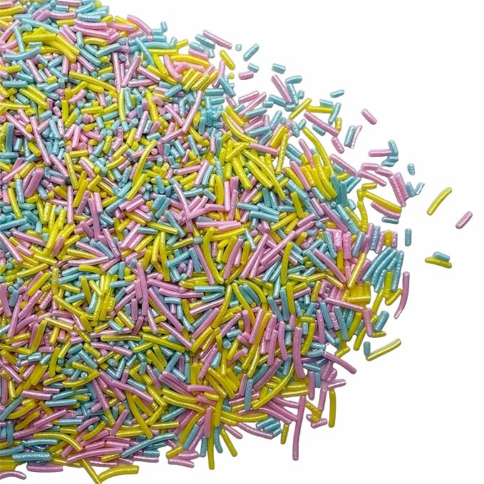 SE Si&Moos Baby Blue Pink and Yellow Jimmies Sprinkles Pink and Blue Sprinkles for Cake Decorating Edible Crunchy Jimmies for Topping Ice Cream, Cookies, Cakes, Cupcakes, Dessert Decorating 3 OZ