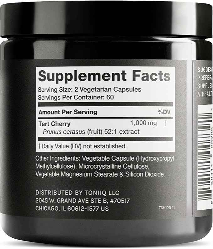 Tart Cherry Capsules - Ultra High Potency 52:1 Extract - Highly Concentrated - Third-Party Lab Tested for Purity & Quality - 120 Capsules