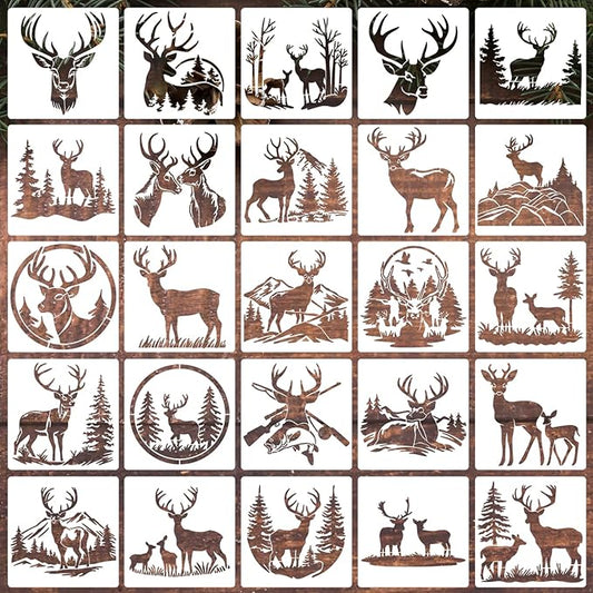 Deer Stencils for Painting 6" Animal Stencils for Wood Burning Reusable Stencil Draw Templates for Wood Wall Fabrics DIY Crafts