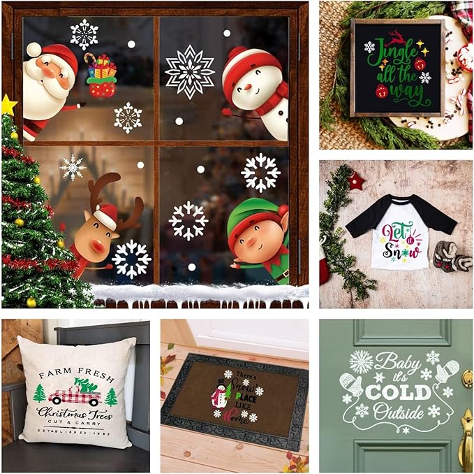 DGAGA Christmas Silk Screen Stencils Reusable Self Adhesive Snowman Chalk Mesh Stencils Silkscreen Pattern Stencil for Winter Decoration, DIY Home and Wood Signs