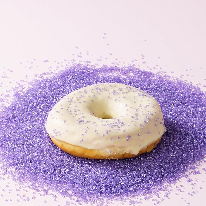 Sujoygar Purple Saning Sugar Sprinkles, 5oz Edible Purple Sugar Crystals for Cocktails, Cake Sprinkles for Chocolate Ice Cream Toppings Cupcake Decoration Wedding Party Cookies Baking Dessert Food Supplies
