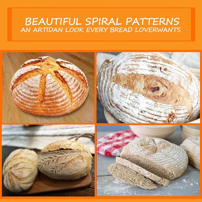 Banneton Bread Proofing Basket, 9 Inch Round Sourdough Bread Baking Supplies, Bread Making Starter Kit, Proofing Baskets for Baking, Perfect Baker's Gift Set