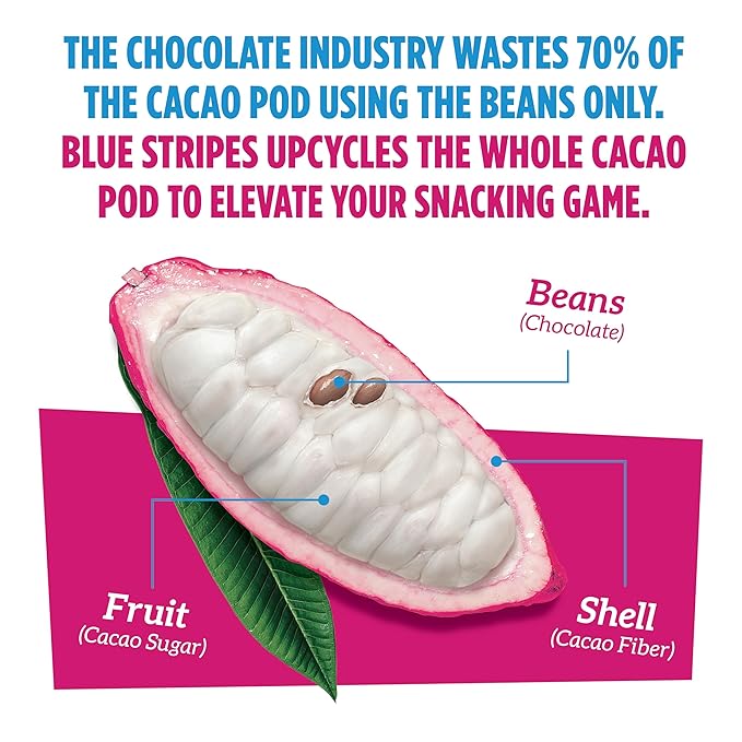 Blue Stripes - Almond Butter Whole Cacao Truffle Chocolate Bars, 70% Cacao, Almond Butter, Healthy Chocolate, Vegan, No Refined Sugar, Non GMO, Gluten Free, 2.1 OZ