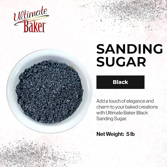 Ultimate Baker - Sanding Sugar, Black - Vibrant, Naturally Colored Baking & Decorating Sugar, Perfect for Sprinkling on Cakes, Desserts & Ice Cream, Medium Crystal - 80oz