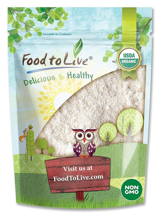 Food to Live Organic Oat Flour, 4 Pounds - Non-GMO, Fine, Stone Ground from Whole Grain Oat Berries, Kosher, Vegan, Bulk, Great for Baking Pancakes, Muffins, Waffles and Bread, Good Source of Fiber