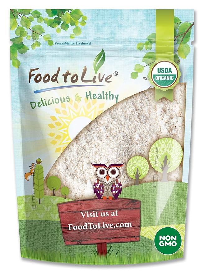 Food to Live Organic Oat Flour, 8 Ounces - Non-GMO, Fine, Stone Ground from Whole Grain Oat Berries, Kosher, Vegan, Bulk, Great for Baking Pancakes, Muffins, Waffles and Bread, Good Source of Fiber