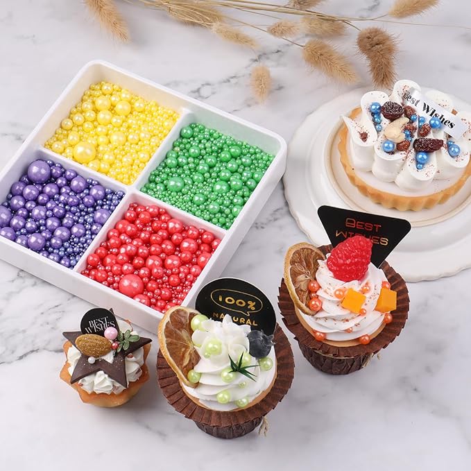 Sprinkles for Cake Decorating, 4.6Oz Pearl Gold Sprinkles for Ice Cream, Cupcake, Baking, Cookies, Cake Toppings