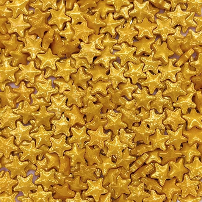 10mm Gold Sprinkles Edible Stars Cake Decorating Stars Cake Decorations Cupcake Toppers Cookie Decorating Perfect for Cakes,Cupcakes,Desserts Toppings 3OZ