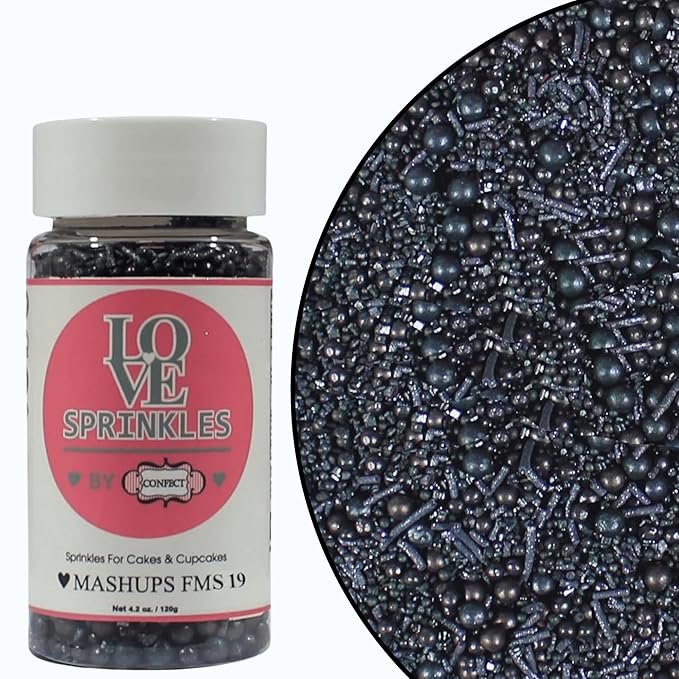 Confect Black Sprinkles – Edible Cake & Cupcake Decorating Sprinkles in Bottle for Baking, Cookies, and Dessert Toppings | Vegan, Gluten-Free, Soy-Free, Dairy-Free, Palm Oil-Free- 4.2 Oz