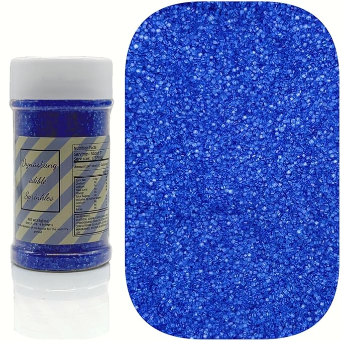 Dynastang Royal Blue Sanding Sugar Sprinkles Edible Sugar Crystals Cake Decoration Cupcake Toppers Cookie Decorating Perfect for Cakes, Cupcakes, Desserts Toppings 3OZ