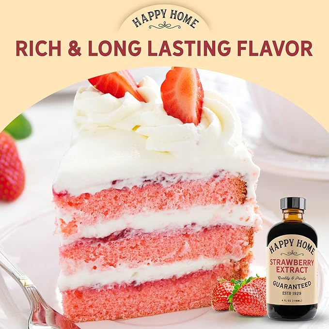 Happy Home Natural Strawberry Flavor - Certified Kosher, 4 oz.