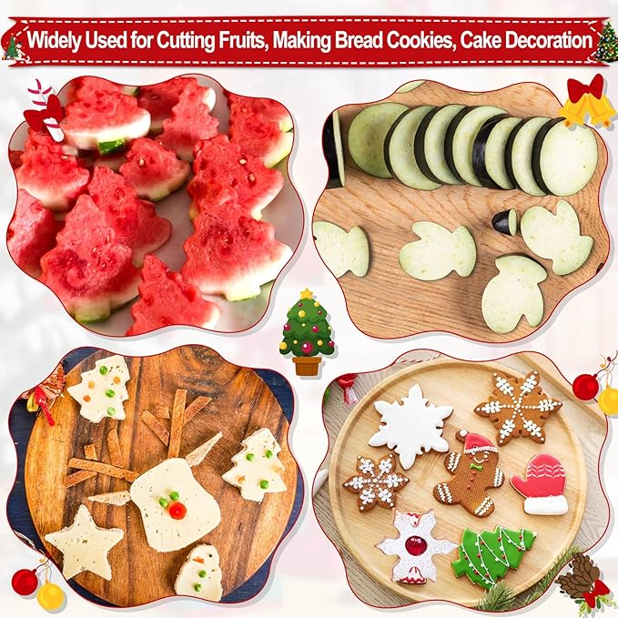 Lezmarket Christmas Cookie Cutters, 24Pcs 8Shapes Winter Holiday Cookie Cutter Set in 3Sizes, Stainless Steel Metal Cookie Cutter- Snowman, Christmas Tree, Snowflake, Angel, Star, Heart, Bells