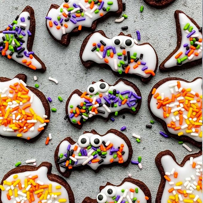 Halloween Sprinkles Mix - 6.35 oz 6 Variety Packs | Candy Eyeballs, Skull, Ghost, Tombstone, Black Orange Purple Green Nonpareils, Jimmies, Confetti & Sanding Sugar for Cake Decorating Cookies Cupcake Spooky Party
