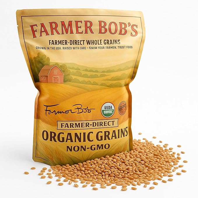 Farmer Bob's Organic Spelt Berries 5 lb - USDA Organic, Non-GMO & Glyphosate-Free - Nutritious Spelt Wheat Berries Grown in USA - Whole Spelt Grain Berries for Healthy Eating & Baking