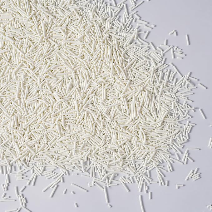 Edible White Sprinkles, White Jimmies Sprinkles, Jimmies for Cake Decorating, Cupcakes, Cake Toppers, Macarons, Cookies, and Ice Cream Toppers(120g/4.23oz)