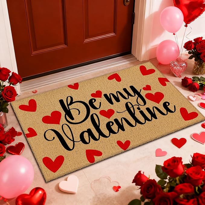 Dunzy 16 Pcs Valentine's Day Stencils for Door Mats Crafts Reusable Merry Valentine's Day Welcome Templates Large Stencil for Painting on Wood Sign Wall Doormat DIY Project