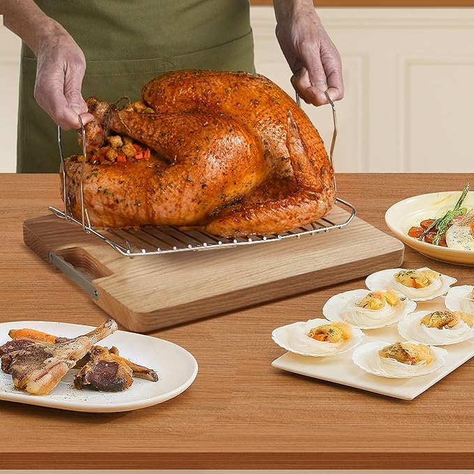 Roaster Oven 24 Quart, Electric Roaster Oven with Viewing Lid, Electric Turkey Roaster Pan with Defrost & Warm Function, Fast-Heating Turkey Roaster with Removable Pan & Rack, Stainless Steel, Sliver