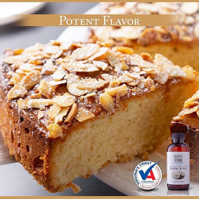 Happy Home Flavoring Imitation Butter & Nut Baking Flavor Emulsion - Certified Kosher, 4 oz.