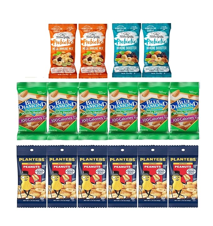 Nuts Individual Packs - Healthy Snacks for Adults that includes Raw Almonds, Pistachios in shell, Sunflower seeds, and Planters nuts - Trail Mix Individual Packs - Perfect hiking snacks and travel snacks. (38 PACK)