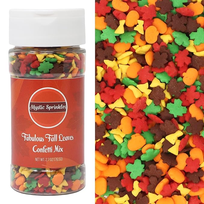 Mystic Sprinkles Autumn/Fall Sprinkle Mixes (Fabulous Fall Leaves Confetti Mix 2.7oz)