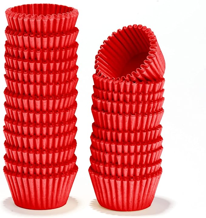 NUOMI Mini Cupcake Liners 1 Inch Paper Cupcake Wrappers Baking Cups Small Muffin Liners 1000 Pieces Dessert Wrappers for Christmas Festival, Wine Red