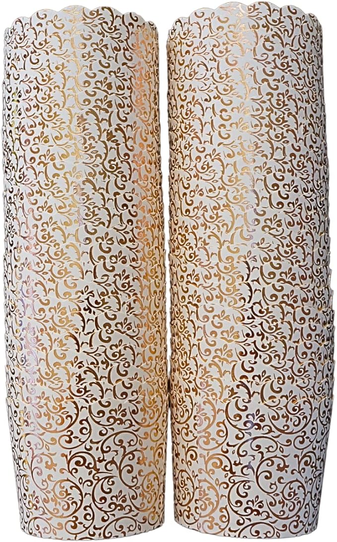 50-Pack Paper Baking Cups, Greaseproof Disposable Cupcake Muffin Liners (Large, Rose Gold Scroll)