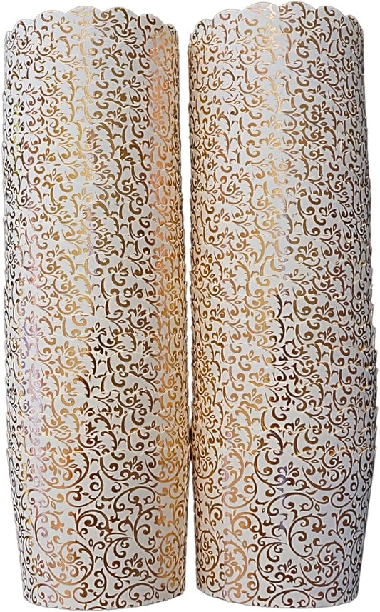 50-Pack Paper Baking Cups, Greaseproof Disposable Cupcake Muffin Liners (Large, Rose Gold Scroll)