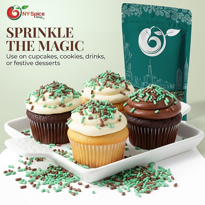 NY Spice Shop Nonpareils Chocolate Mint Sprinkles - 5 Pound Baking Chocolate Decorations Sprinkles Edible Gifts - Mint Chocolate Dessert Topping Sprinkle - Baking Supplies Edible Cake Sprinkle for Sweet Topping