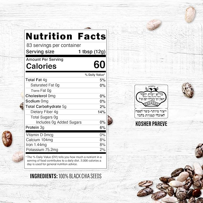 Roots Circle Non-GMO Chia Seeds | 1.3 Pound (Pack of 1) Raw Superfood, Vegan, Kosher, Nut & Gluten Free, Keto & Paleo Friendly | Add Omega 3 & Protein to your Salad, Smoothie, Oatmeal, & Acai Bowl