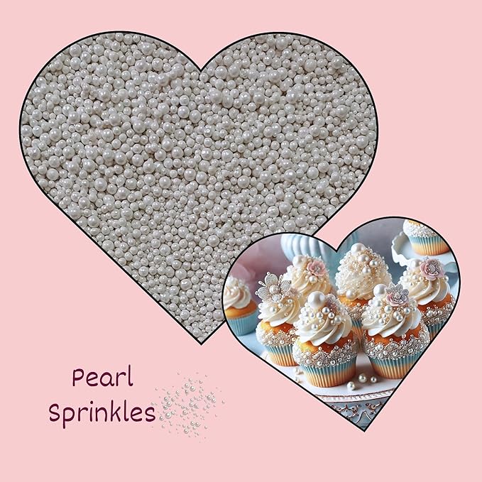 Confect Pearl White Cake Sprinkles – Confect Love Disco Balls Mashup Edible Sprinkles for Cupcakes, Cakes & Cookies – Elegant White Sugar Pearls & Decorative Toppings | Vegan, Gluten-Free, Nut-Free, Soy-Free, Dairy-Free, Palm Oil-Free- 4.2 Oz